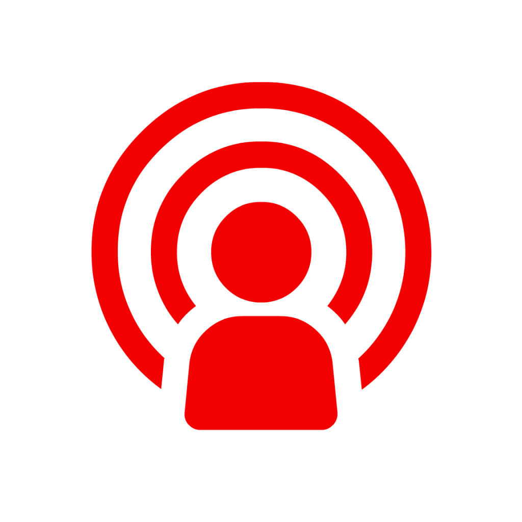 a red coloured podcasting icon