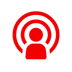 a red coloured podcasting icon