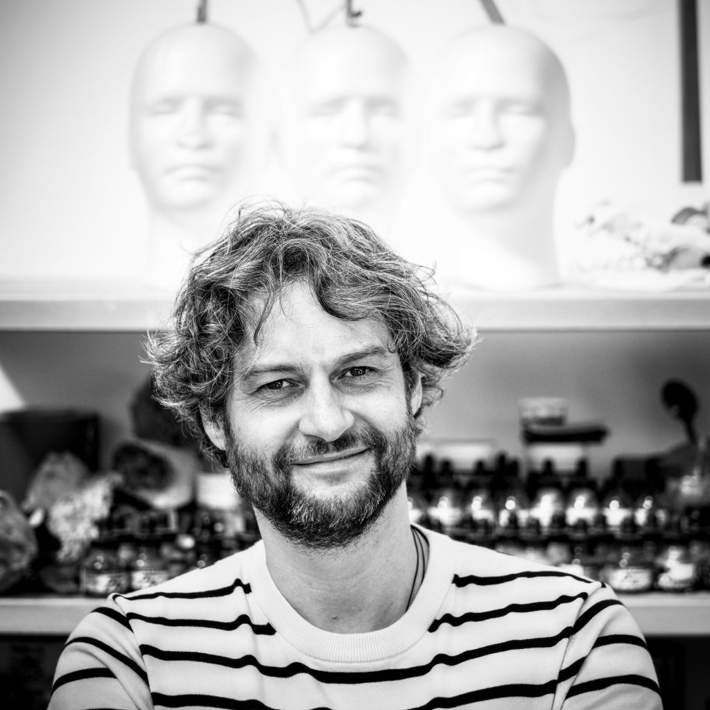 Mark Edmonds, artist, in his studio in Stoke
